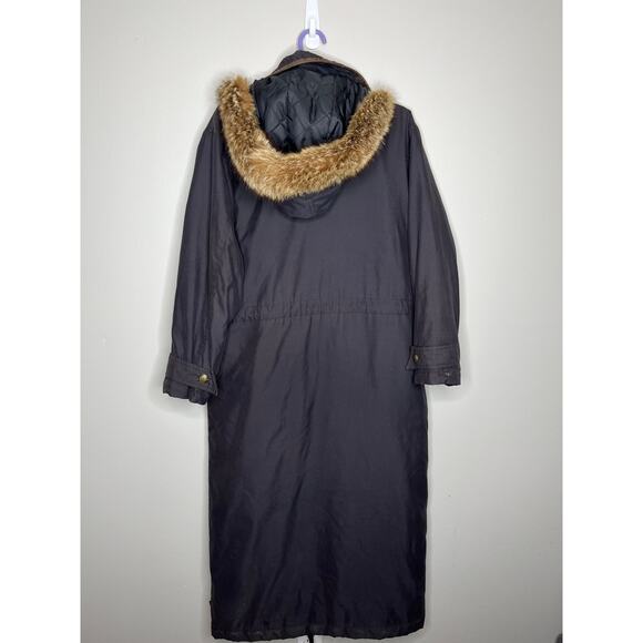 Woolrich Vintage Black Extra Long Parka Jacket w/ Detatchable Fur In Black - Picture 5 of 16